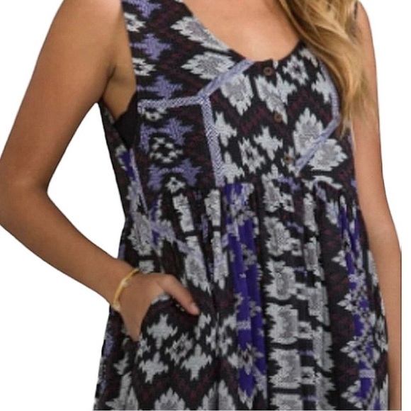 Free People Take Me To Thailand Aztec Print Dress Size XS New Without Tag Boho - Picture 3 of 14